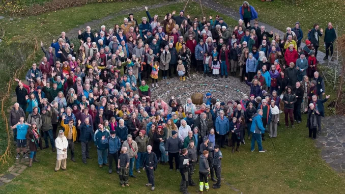 People gathered together in Findhorn Foundation in the UK